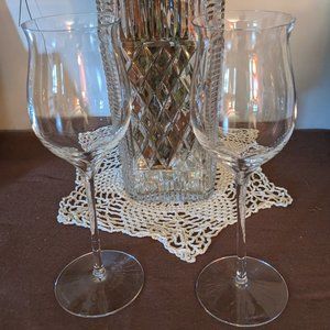 Pair Waterford Marquis Crystal Vtg White Wine Glass Tulip Shaped Non lead Marked